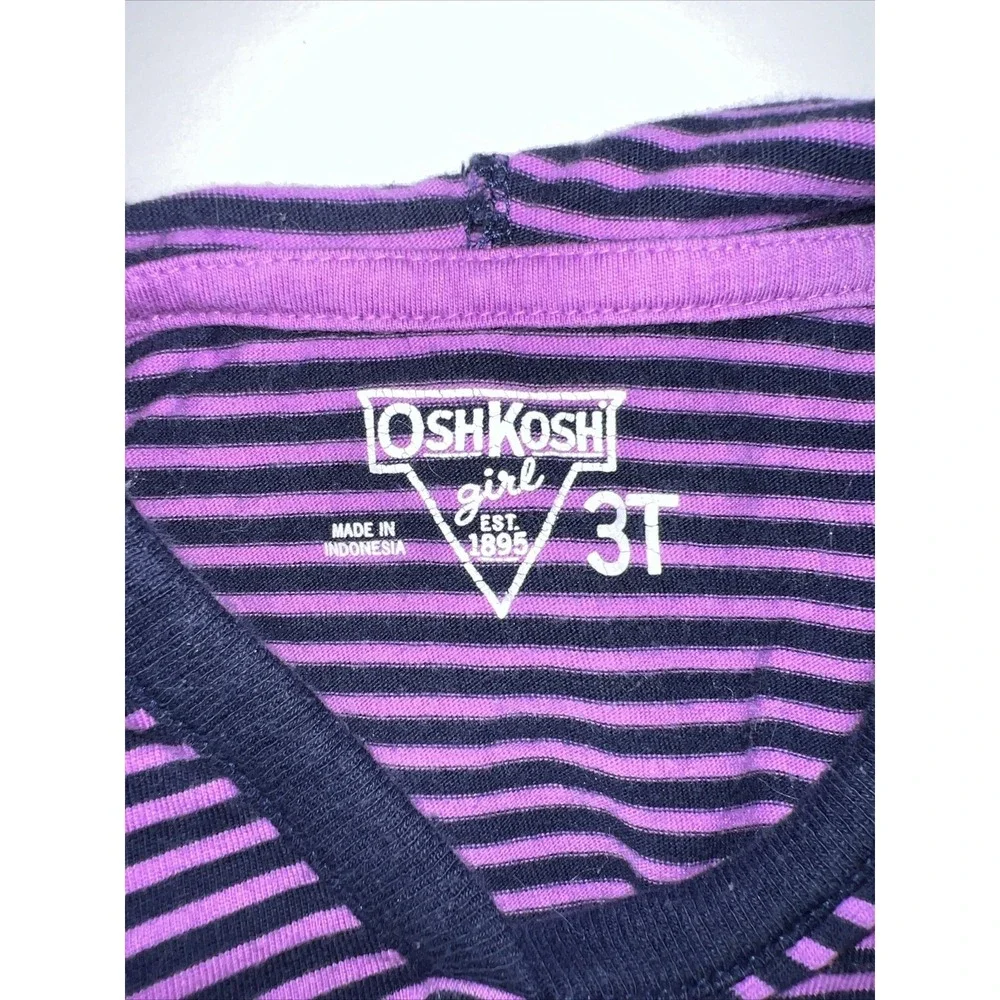Oshkosh Shirt Toddler 3T Purple Striped Long Sleeve Hoodie Shirt